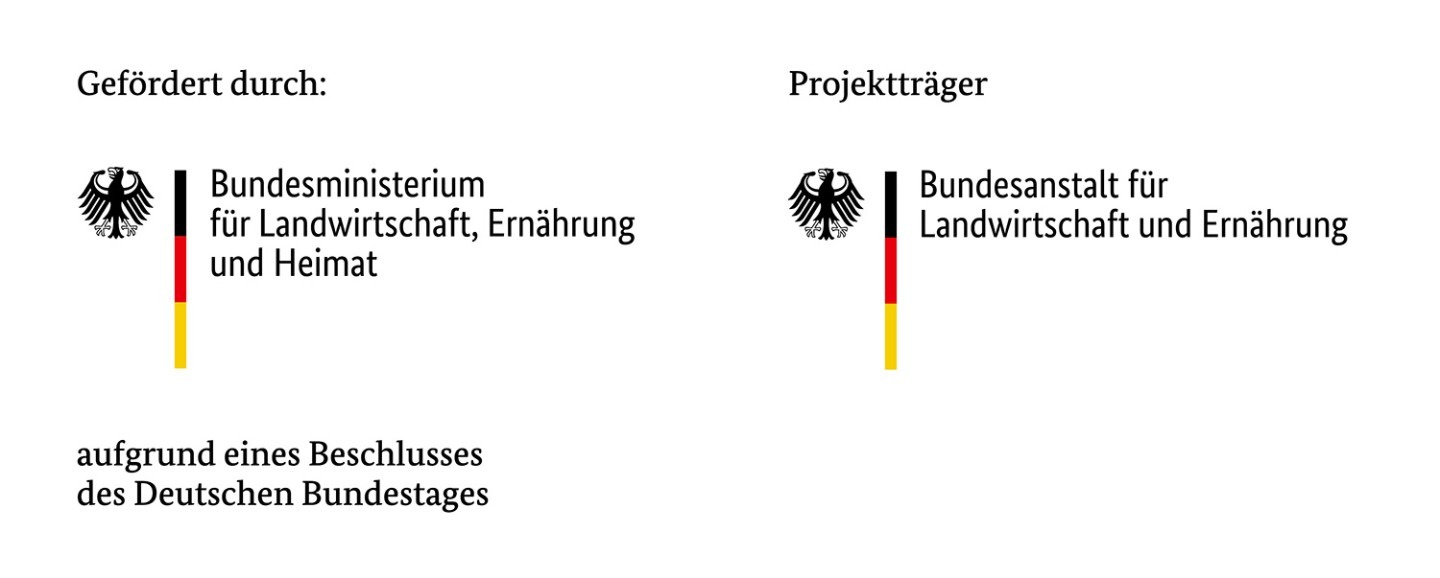 Gefördert durch: Bundesministerium für Landwirtschaft, Ernährung und Heimat (BMLEH). Projektträger: Bundesanstalt für Landwirtschaft und Ernährung (BLE).